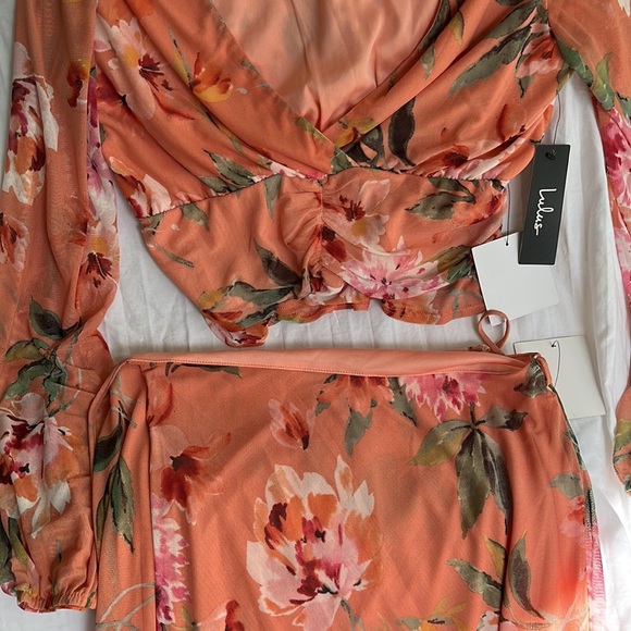 Lulus vacation two piece flora long sleeve crop top and skirt - Picture 7 of 8